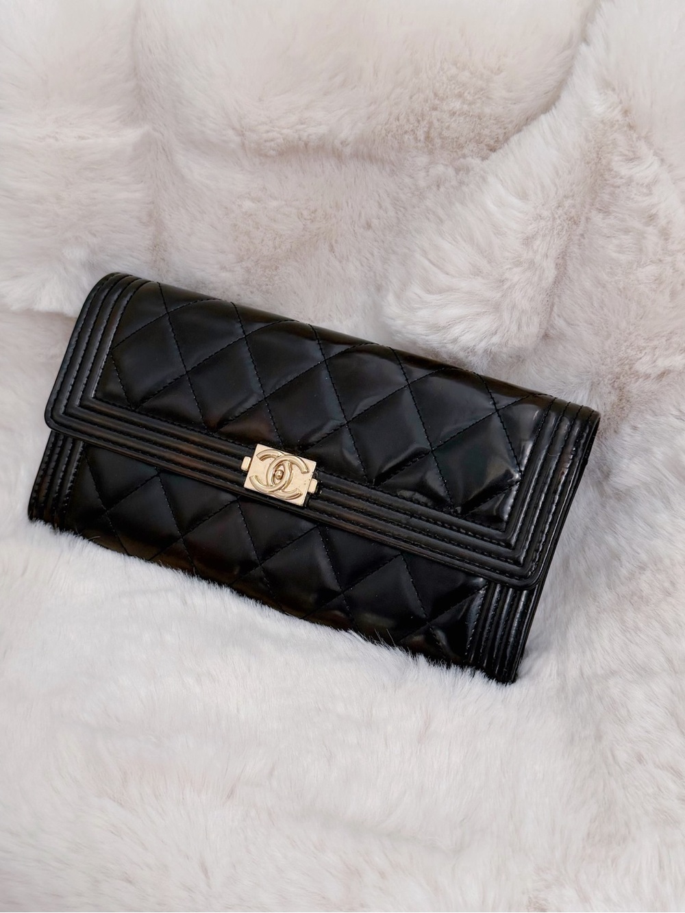 Chanel Black Quilted Boy Wallet